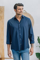 Celopman Camisa Vestir Simil Liso azul