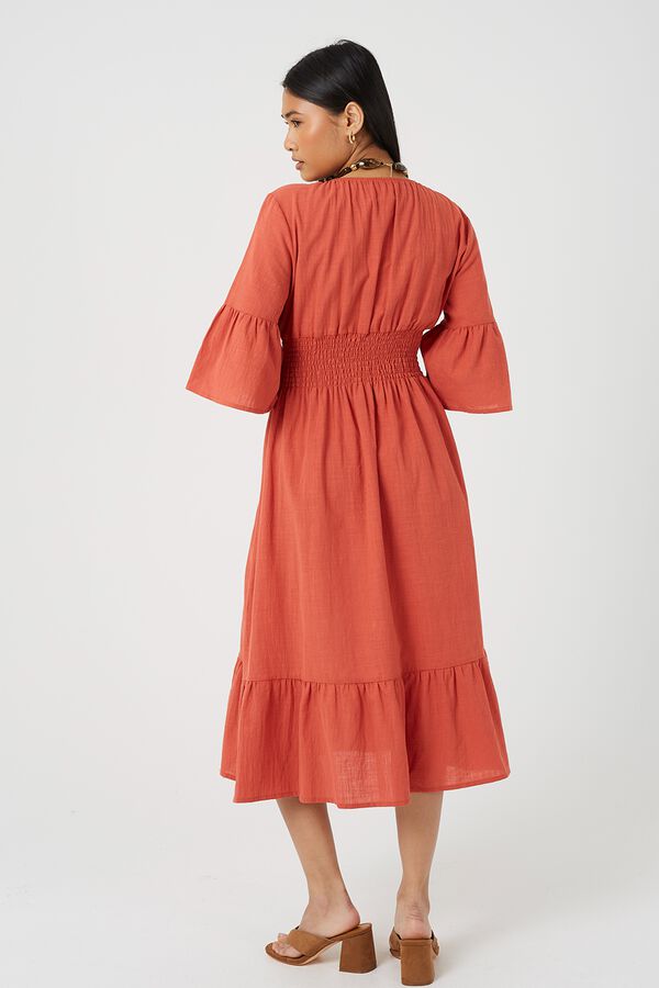 Brave Soul Vestido largo con detalle fruncido rojo