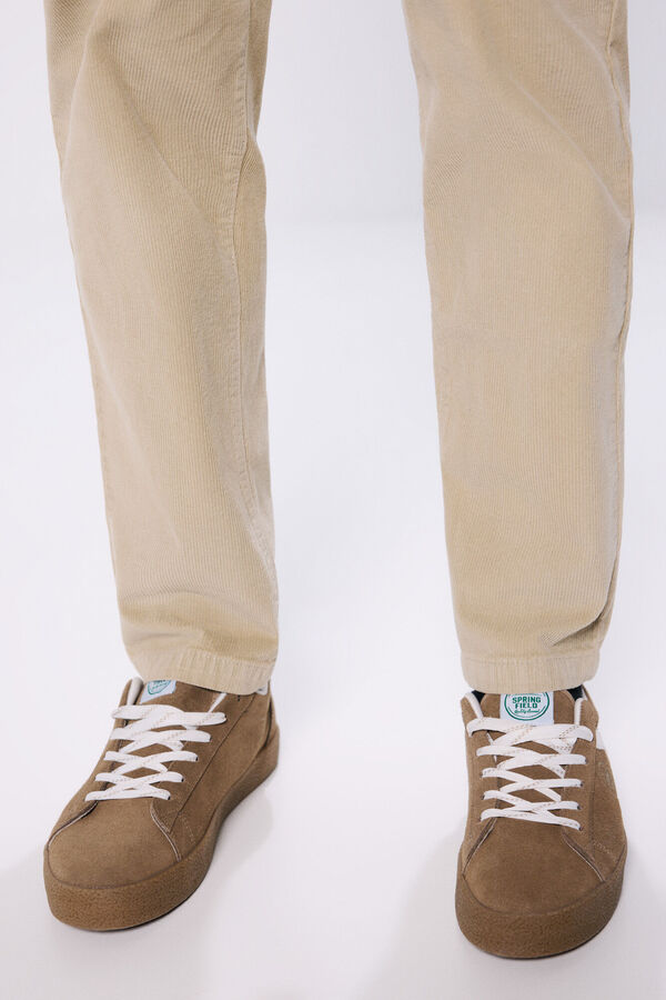 Springfield Pantal&oacute;n chino pana lavada comfort slim fit beige