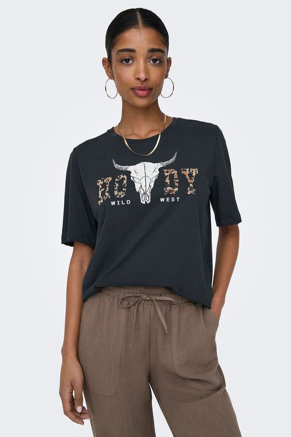 Only Camiseta manga corta regular fit negro