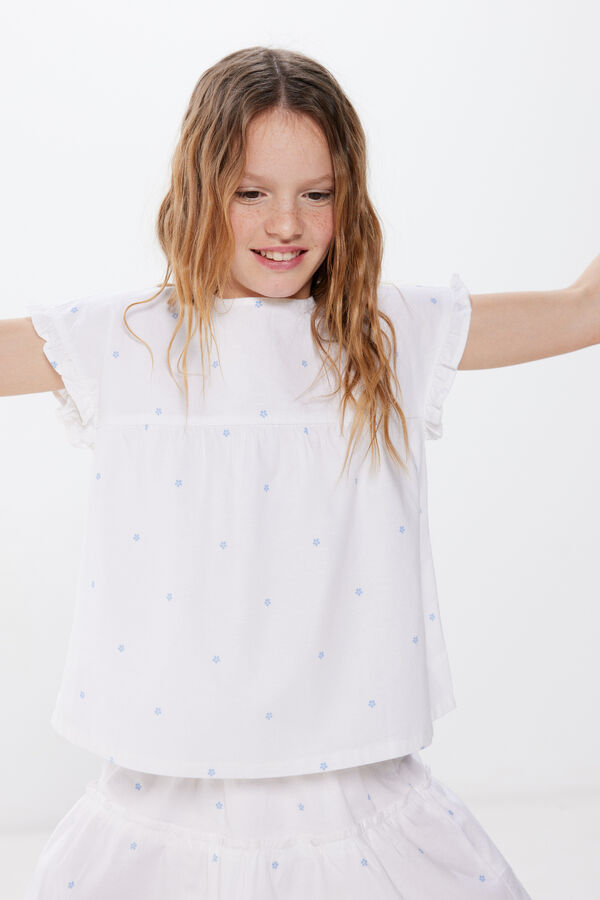 Springfield Kids Blusa flores azuis menina castanho