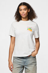 Pieces Camiseta b&aacute;sica con print blanco