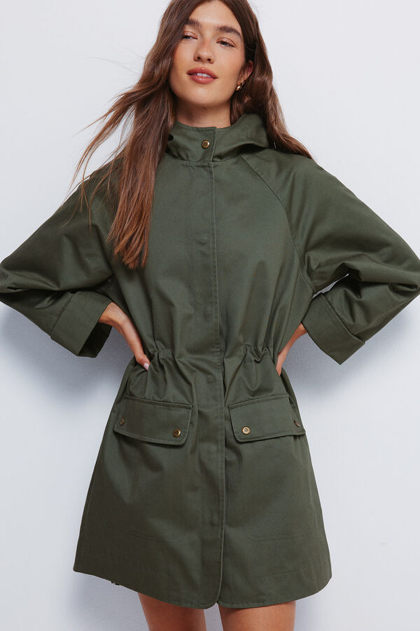 Springfield Parka de algod&atilde;o com capuz Caqui escuro