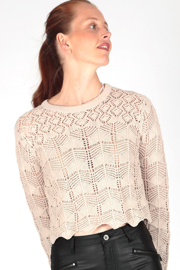 Brave Soul Jersey troquelado con cuello caja marfil