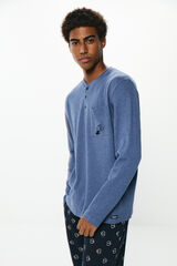 Springfield Pijama largo waffle caf&eacute; azul