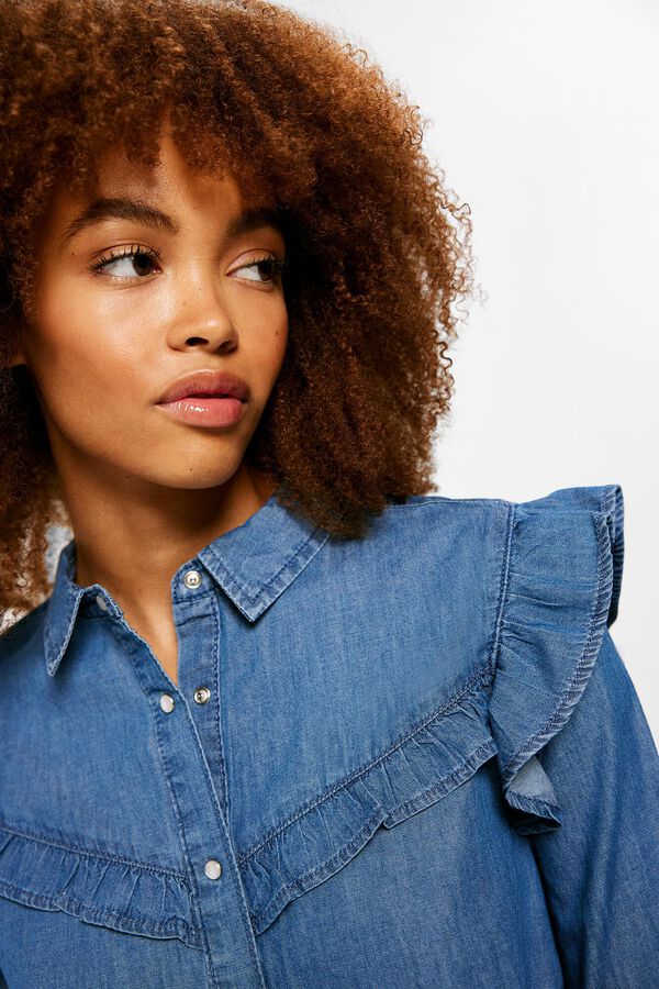 Springfield Camisa Vaquera Volantes azul