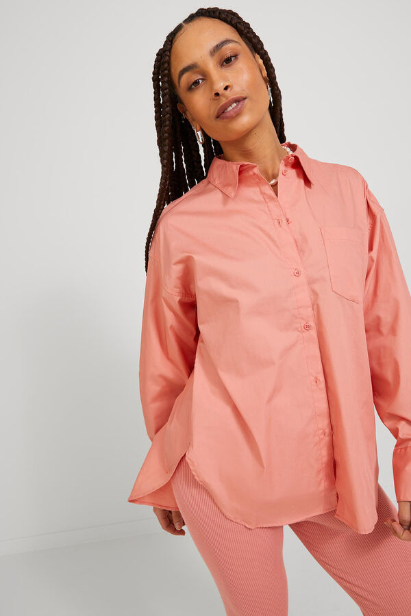 Jack & Jones Camisa de manga larga de popelin rosa