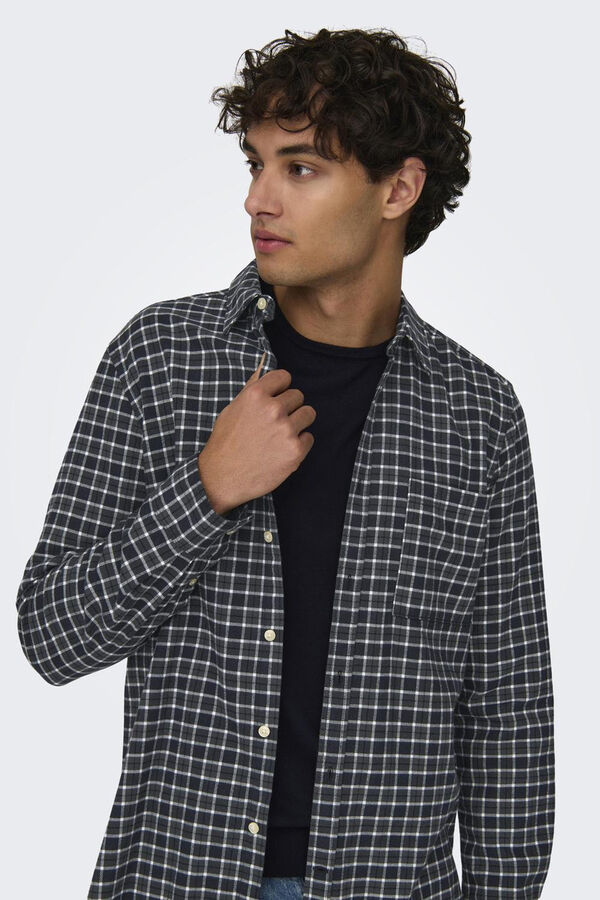 Only & Sons Camisa estampado quadrados azul