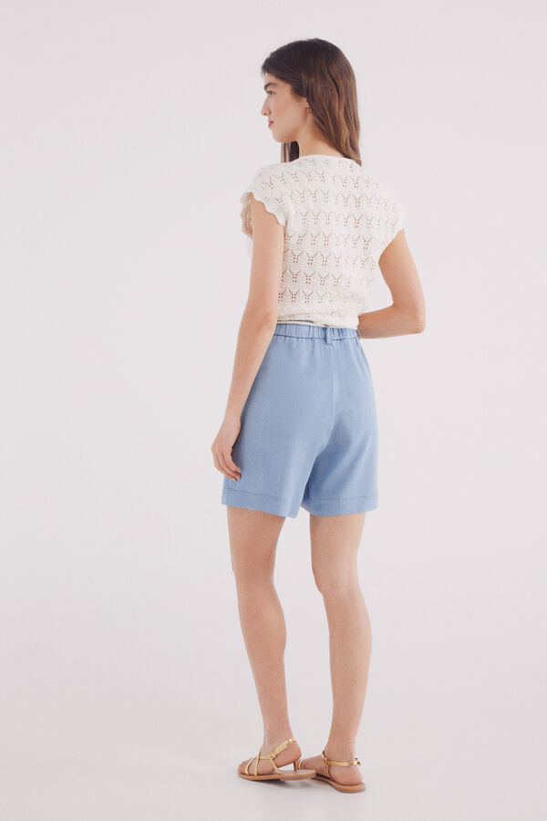 Springfield Shorts de cinto tencel azul