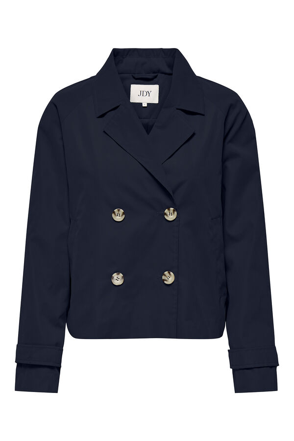 JDY Trench coat curto com fecho frontal por botões azul