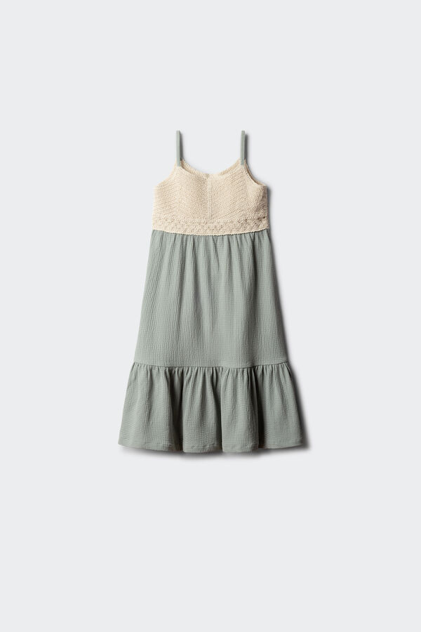 Springfield Kids Vestido detalle crochet ni&ntilde;a verde