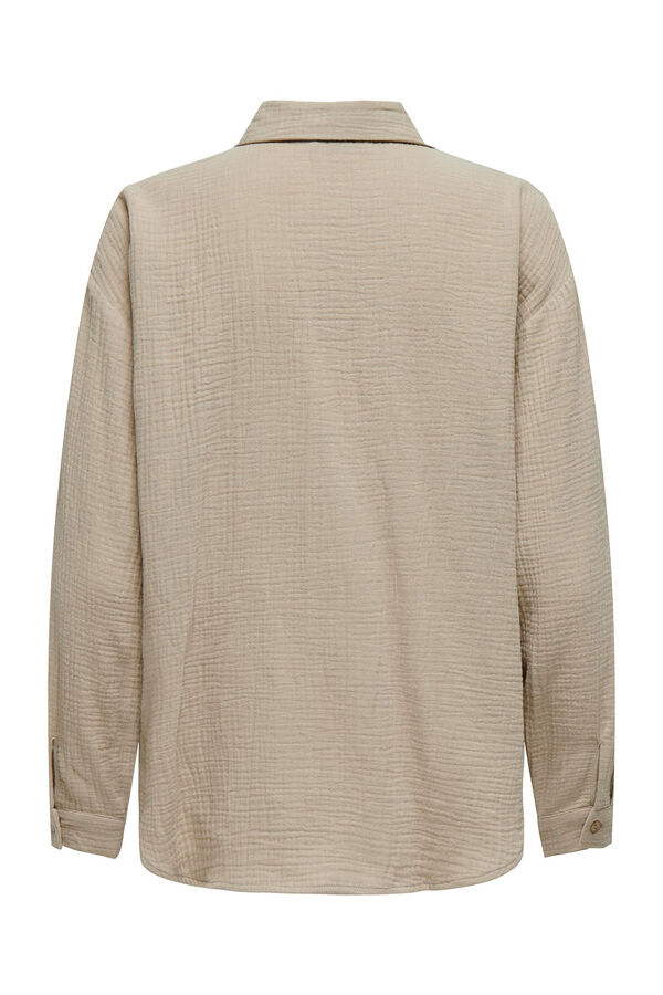 JDY Camisa de bot&otilde;es manga comprida cru