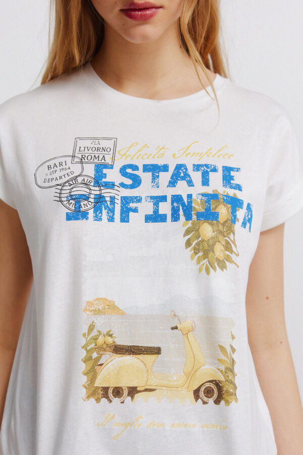 Springfield T-shirt de manga curta com desenho bege