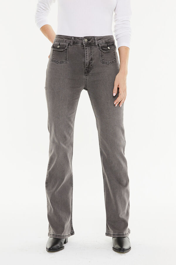 System Action Pantal&oacute;n denim bolsillos plastr&oacute;n negro