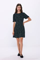 Springfield Vestido corto estampado escote espalda negro