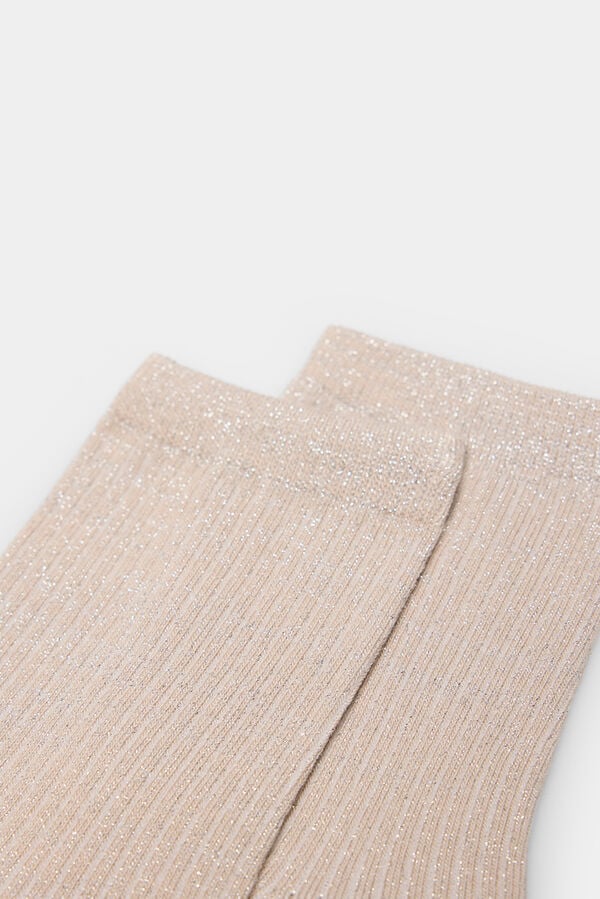 Springfield Meia longa de lurex camel