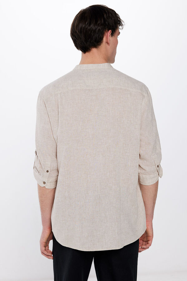 Springfield Camisa ligera estructura manga 3/4 con lino blanco