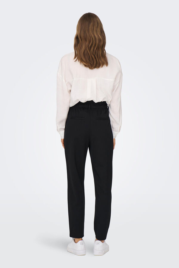 Only Pantalones rectos tiro alto negro