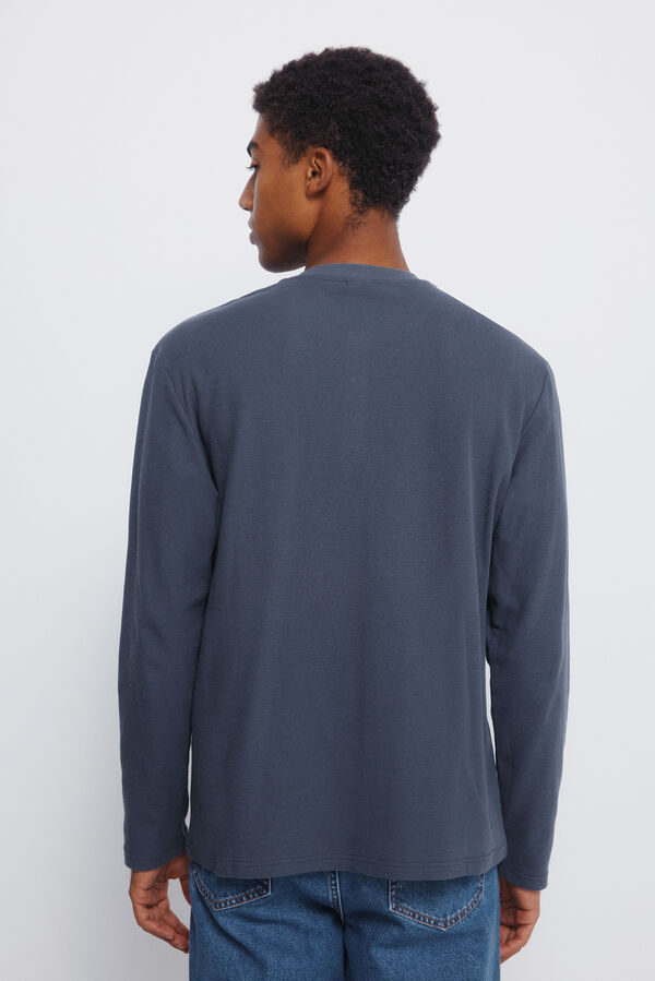 Springfield Camiseta manga laga cuello panadero azul