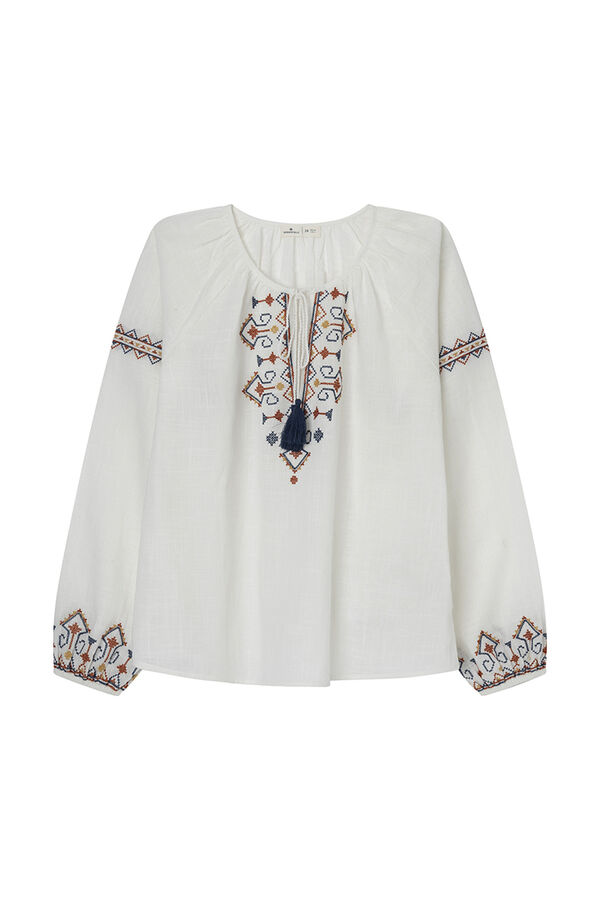 Springfield Blusas bordados multicolor blanco