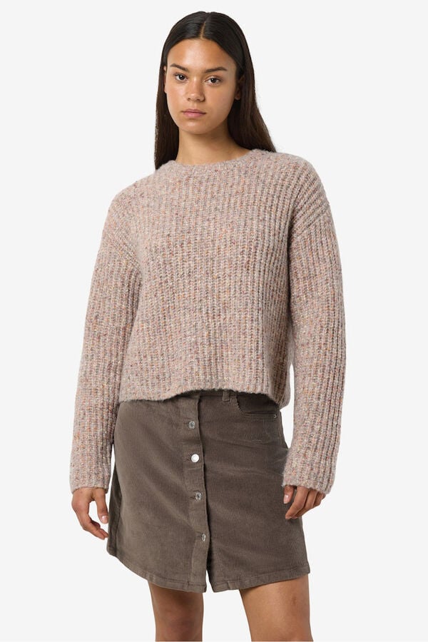 Noisy May jersey jaspeado cuello redondo gris