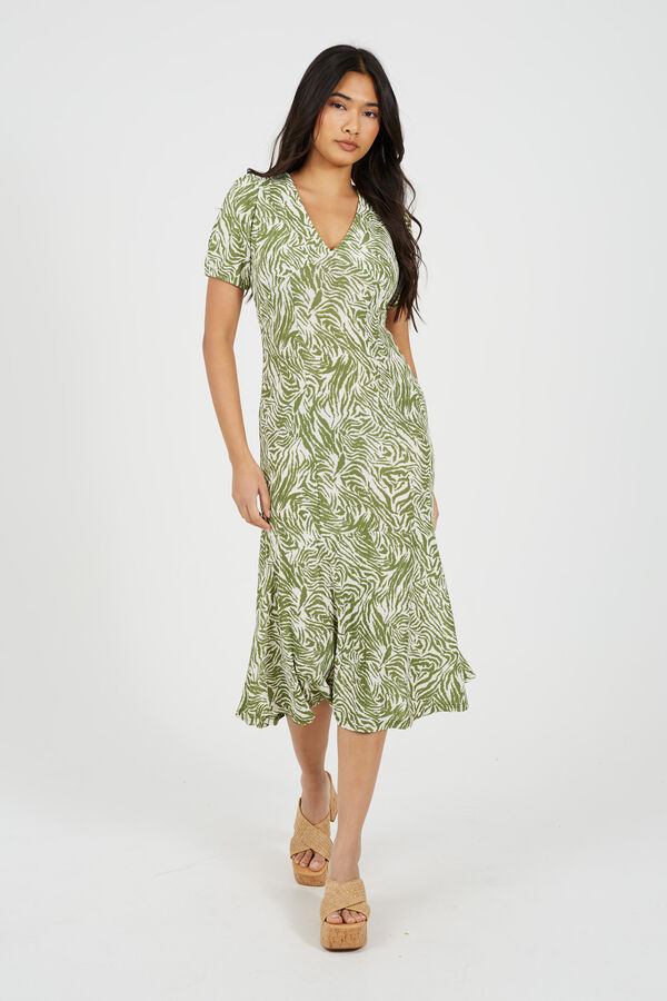 Brave Soul Vestido estampado de manga curta verde