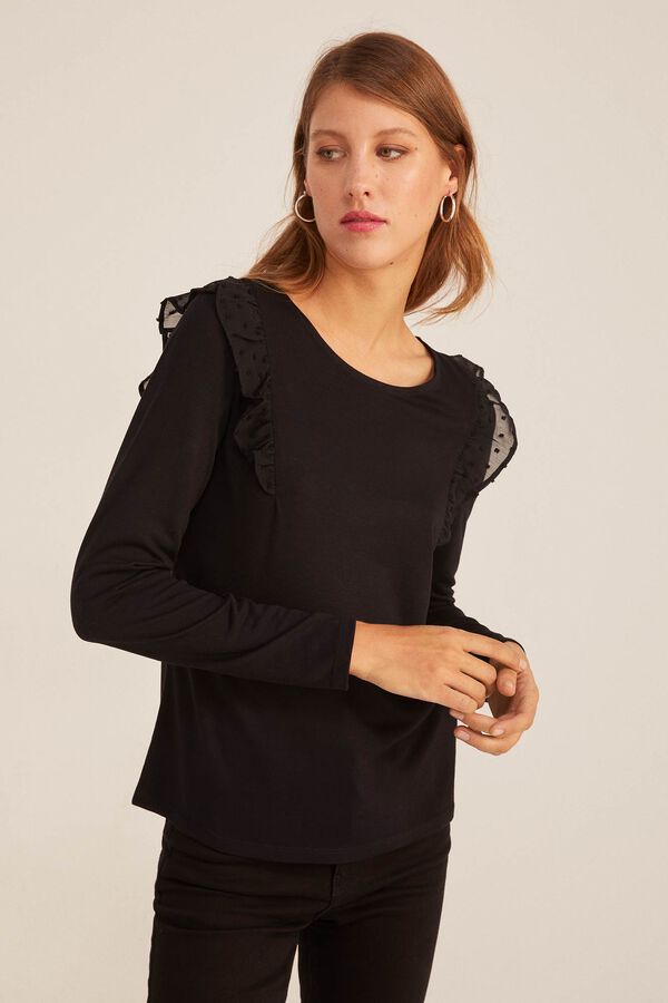 Springfield Camiseta Volantes Plumeti negro