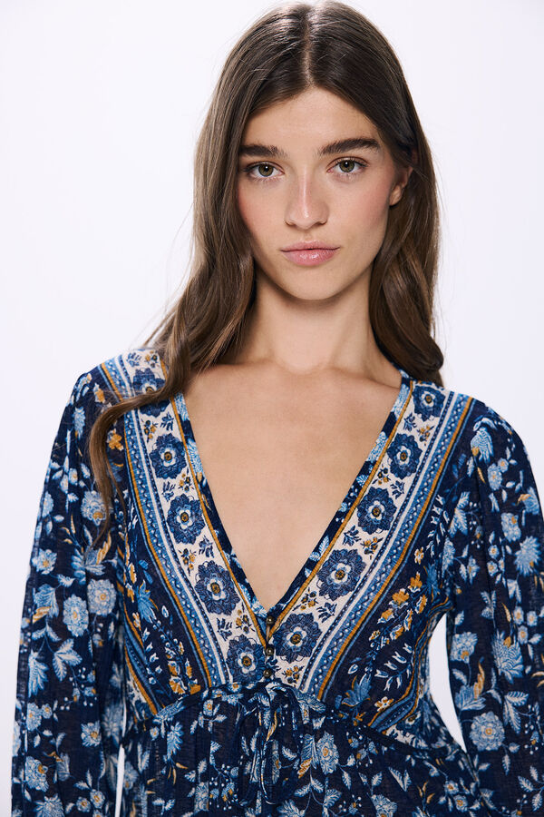 Springfield Blusa estampado mix azul