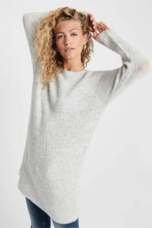 Only Vestido curto de malha canelada cinzento