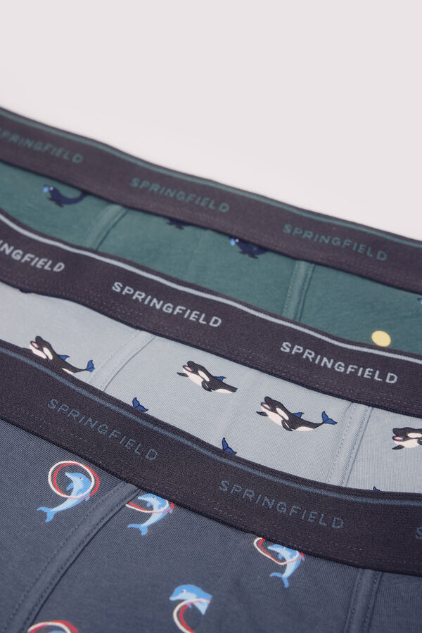 Springfield Pack 3 b&oacute;xers animales marinos azul
