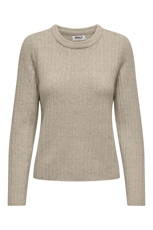 Only Camisola de malha canelada bege