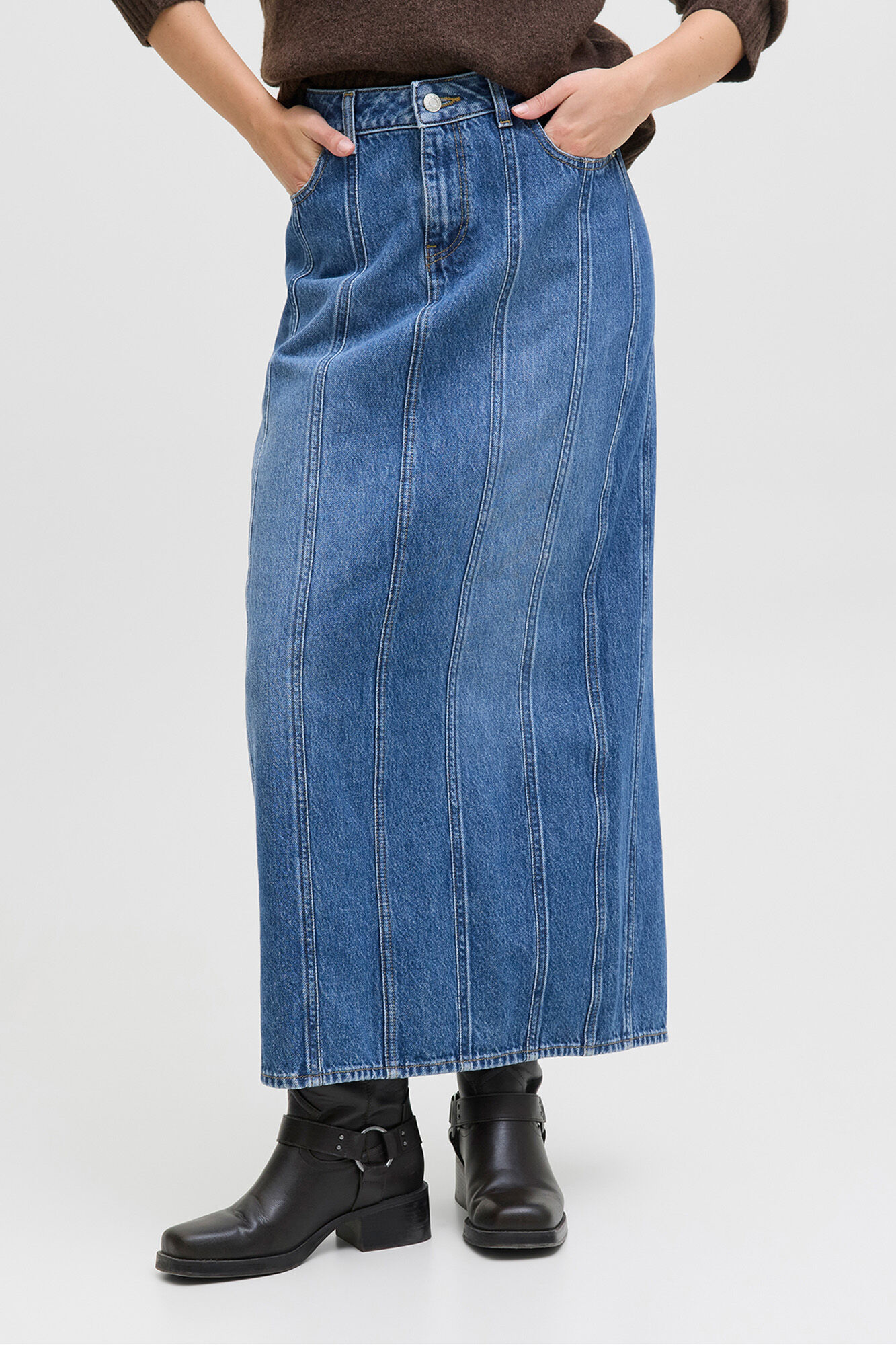 Jack & Jones Falda midi denim recortes