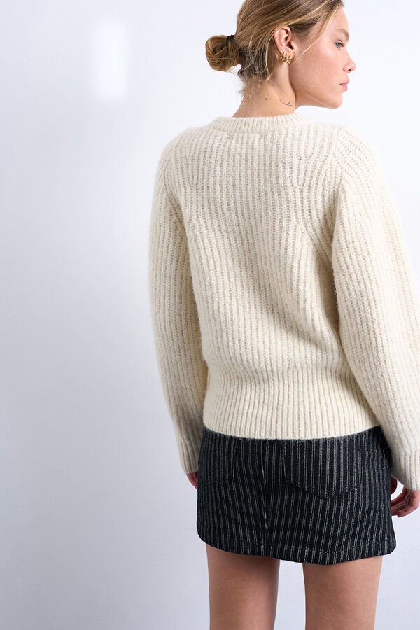 Topshop Camisola de malha de manga comprida bege