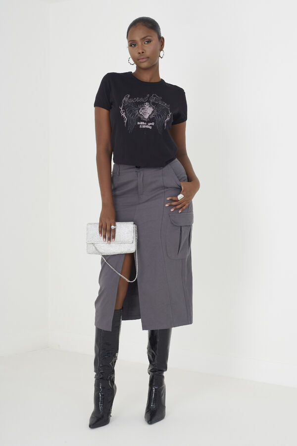 Brave Soul Falda vaquera midi gris