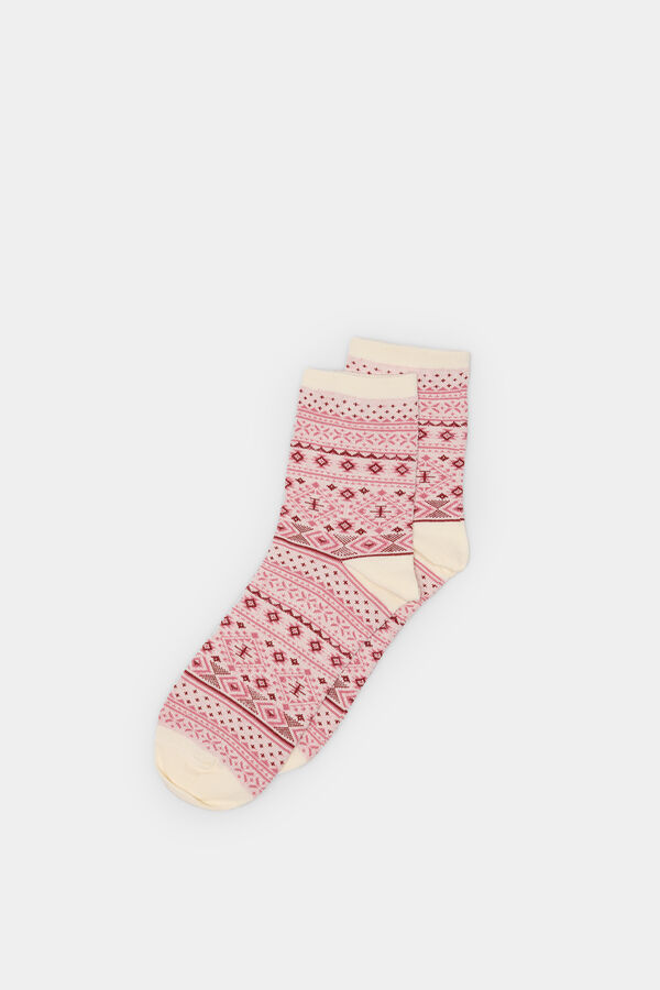 Springfield Meia comprida jacquard rosa