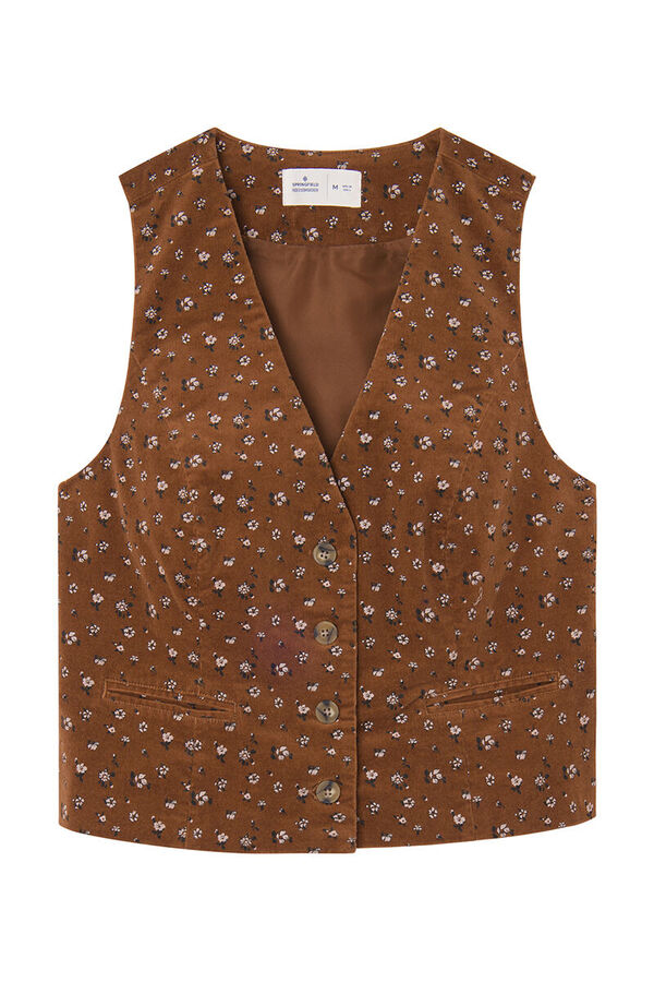 Springfield Chaleco Pana Estampado marr&oacute;n