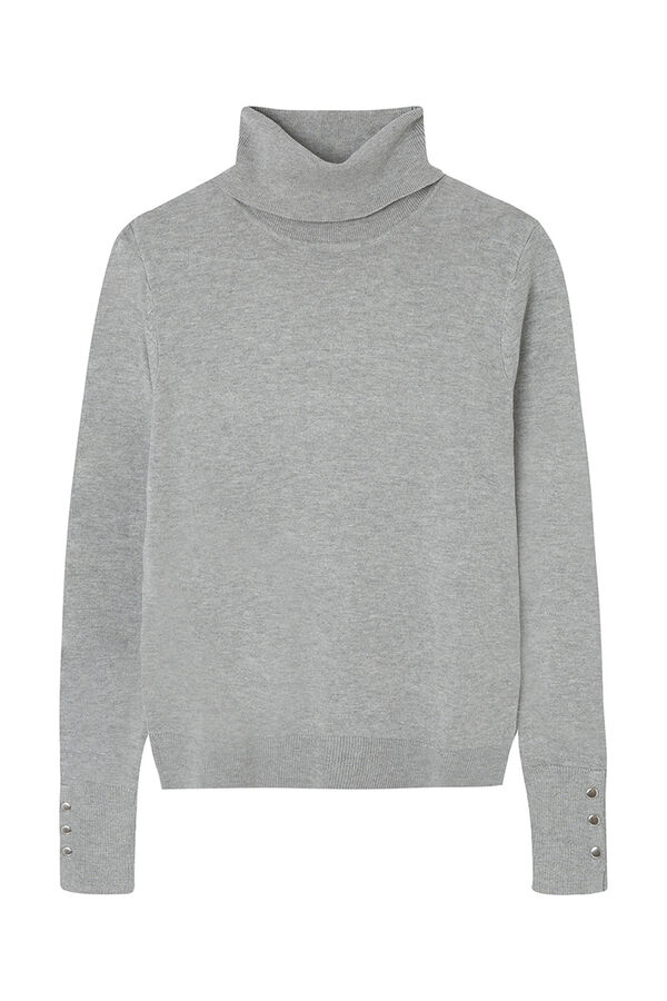 Springfield Camisola de gola alta com bot&otilde;es nos punhos cinzento