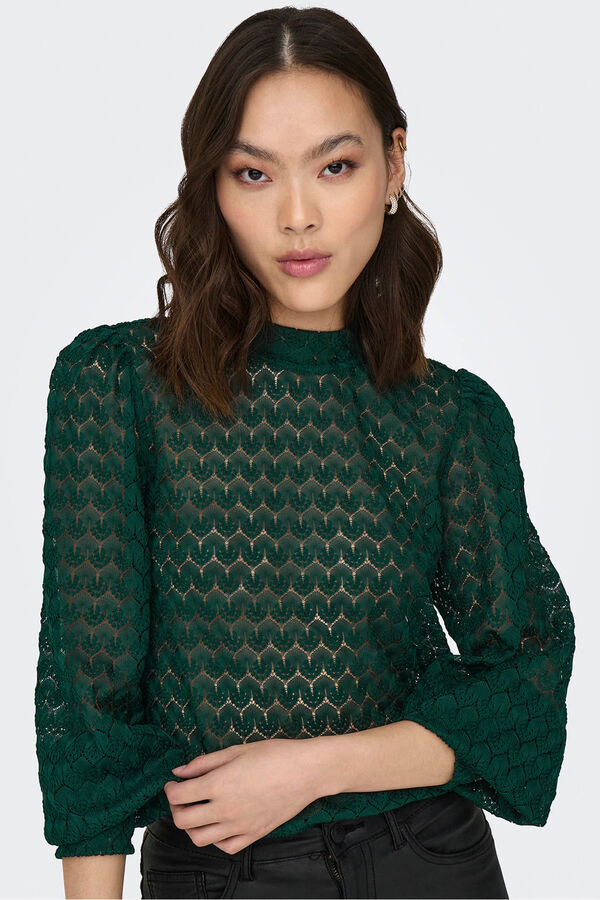 JDY Blusa de encaje turquesa