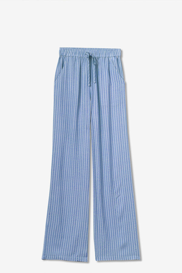 Tiffosi Calças riscas esvoaçantes azul