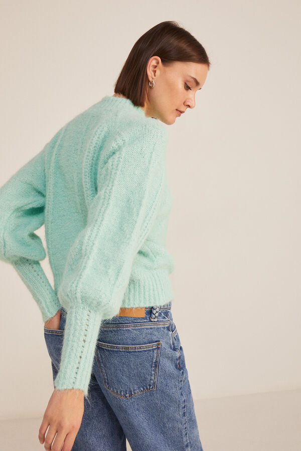 Springfield Camisola Cable Knit Relevos verde