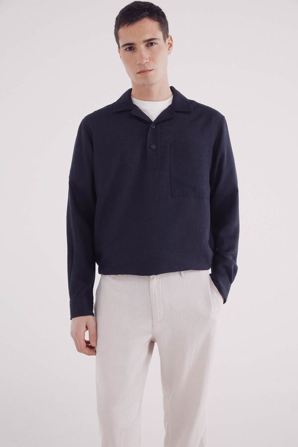 Springfield Calça estruturada em linho slim fit bege