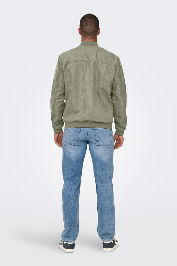 Only & Sons Chaqueta bomber antelina gris