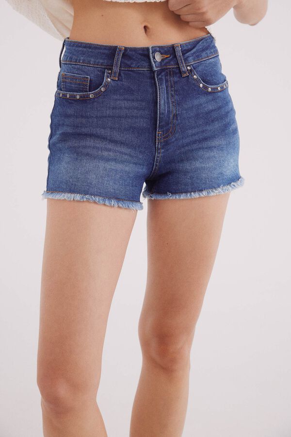 Springfield Shorts jeans com tachas azul