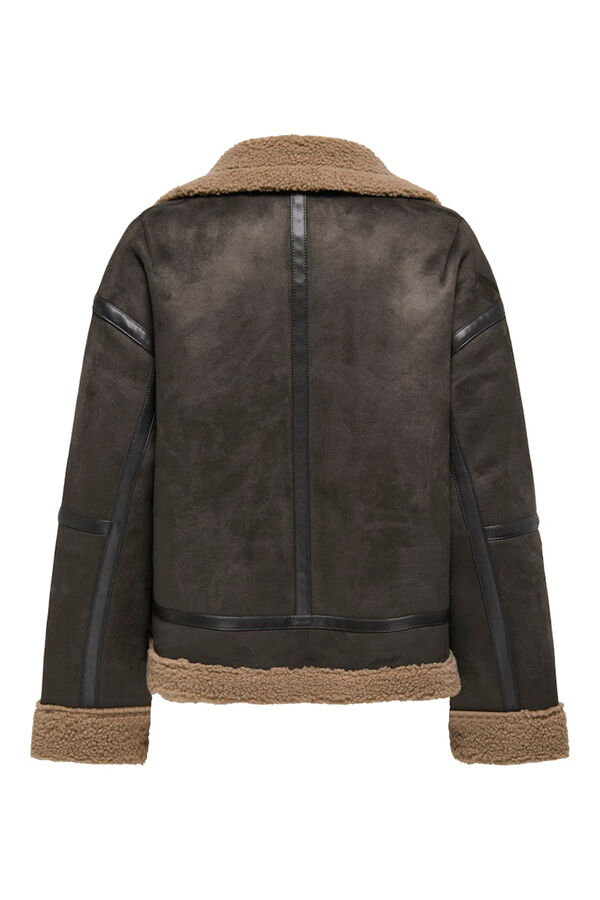 Only Casaco com efeito camur&ccedil;a  castanho