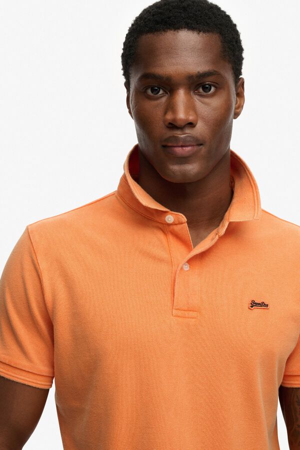 Superdry Polo manga curta b&aacute;sico em piqu&eacute; vermelho