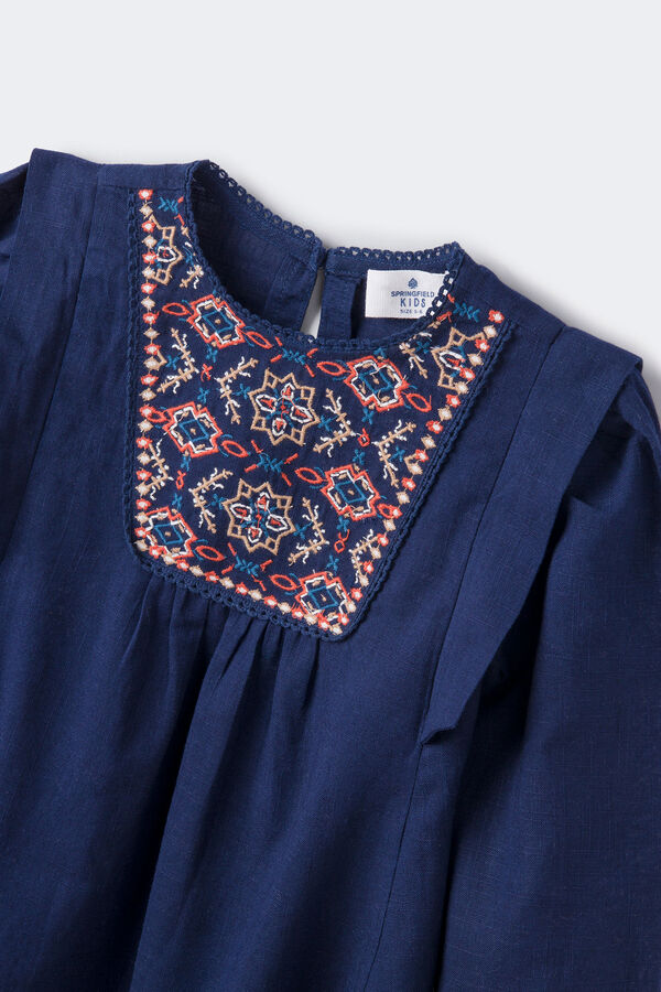 Springfield Kids Vestido bordado menina azul