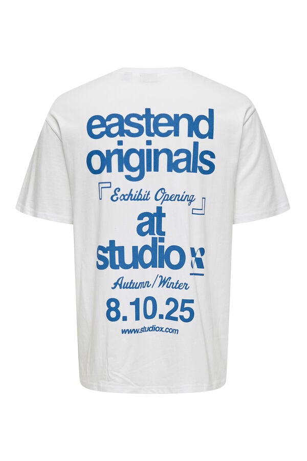 Only & Sons Camiseta dibujo frontal y trasero blanco