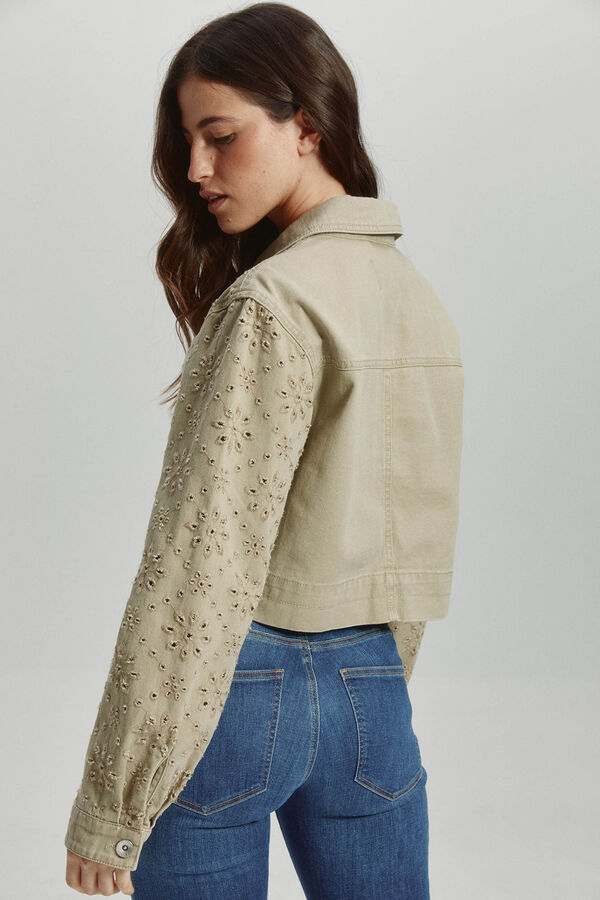 Only Jaqueta jeans curta com detalhes recortados cinzento