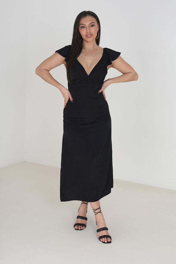 Brave Soul Vestido com renda e folhos preto