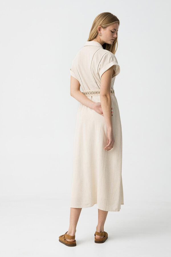 Tiffosi Vestido camisero con cintur&oacute;n nude